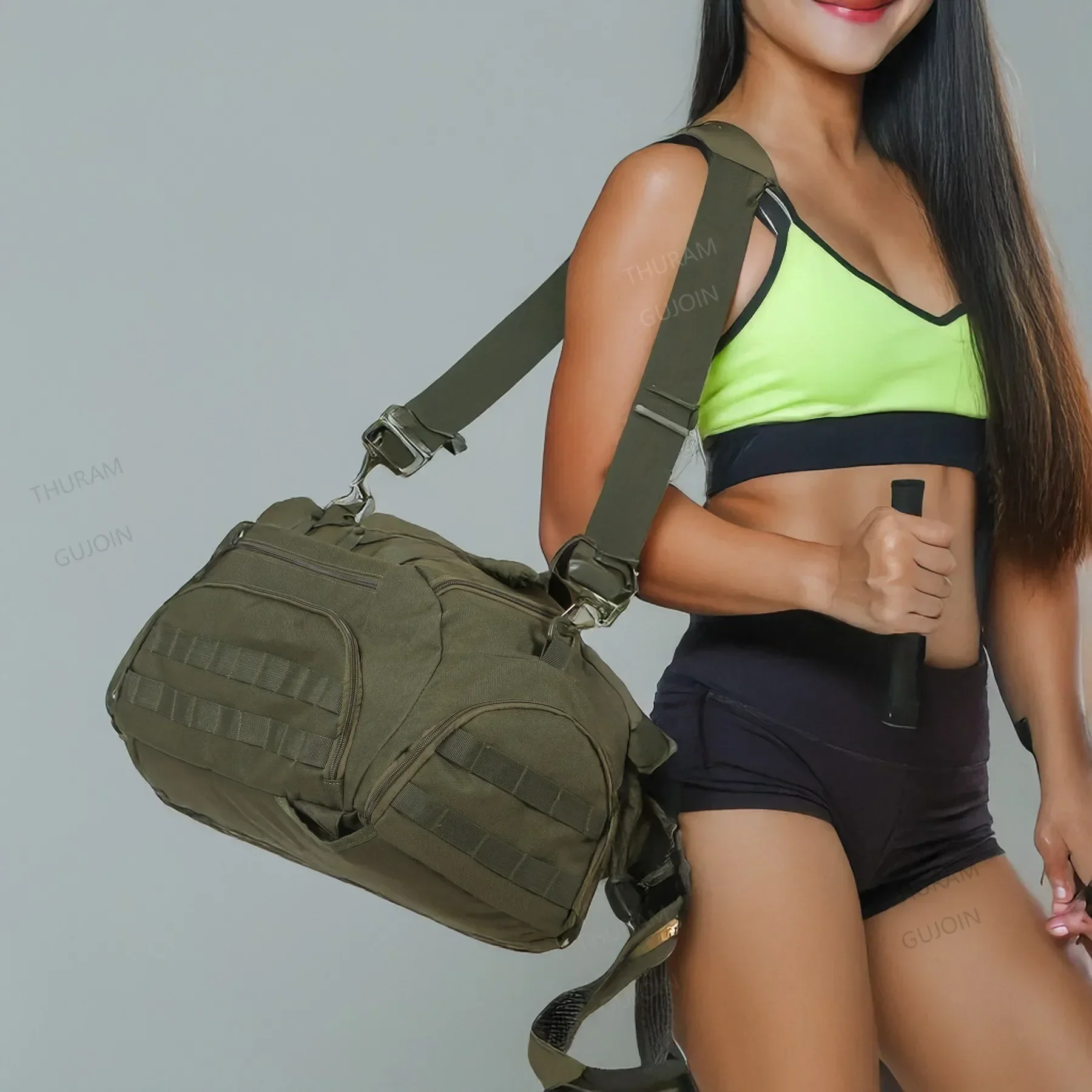 3-in-1 Tactical Gym Backpack with Shoe Compartment Convertible Duffel Sling Bag for Men Women Weekender Overnight Travel Bag