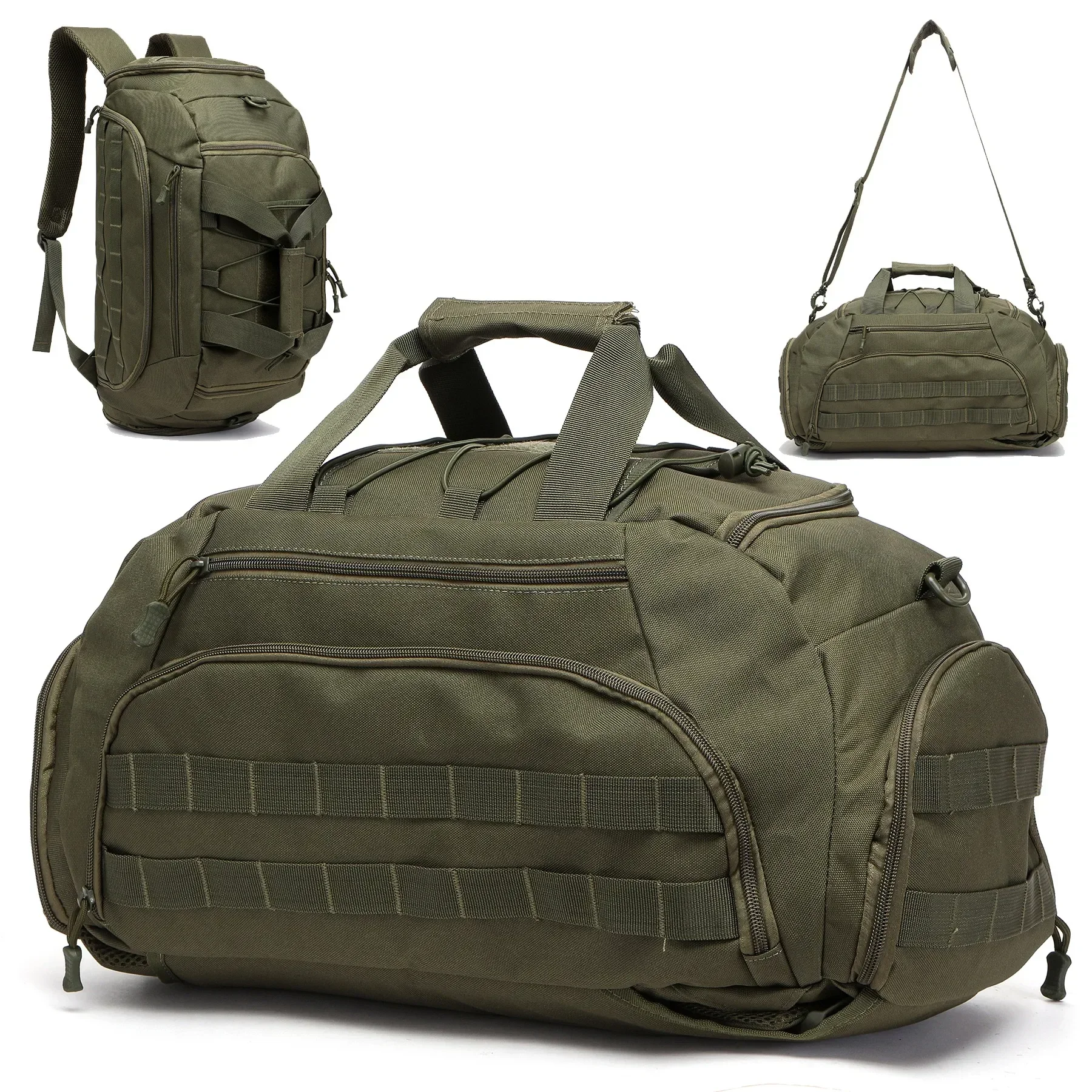 3-in-1 Tactical Gym Backpack with Shoe Compartment Convertible Duffel Sling Bag for Men Women Weekender Overnight Travel Bag