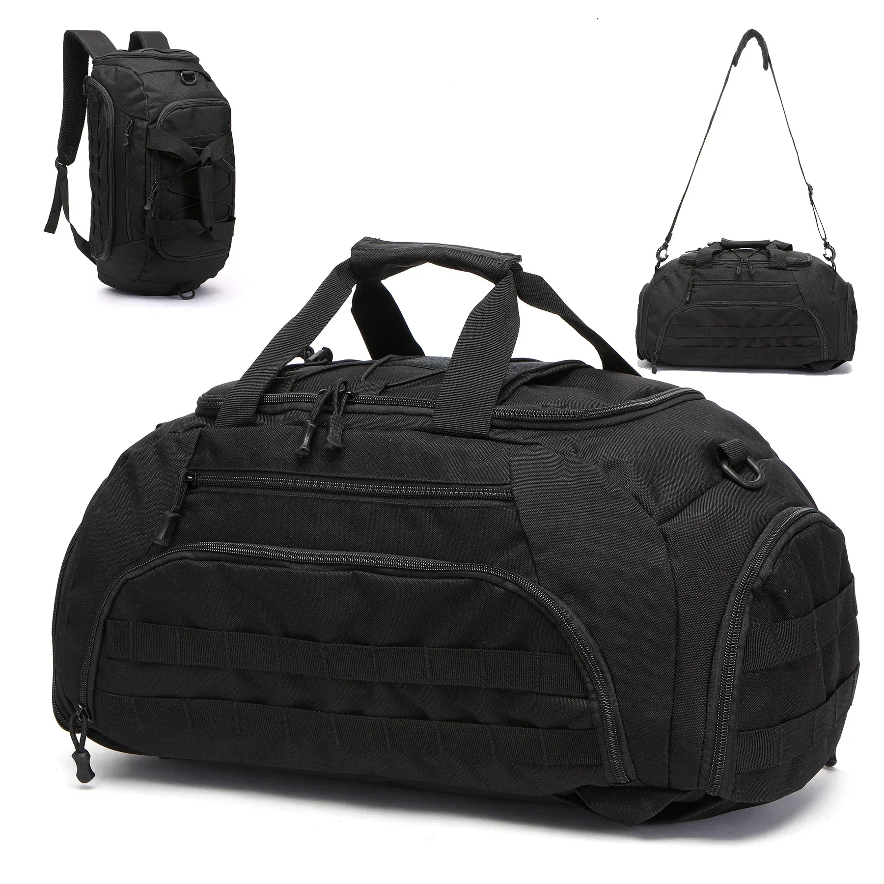 3-in-1 Tactical Gym Backpack with Shoe Compartment Convertible Duffel Sling Bag for Men Women Weekender Overnight Travel Bag