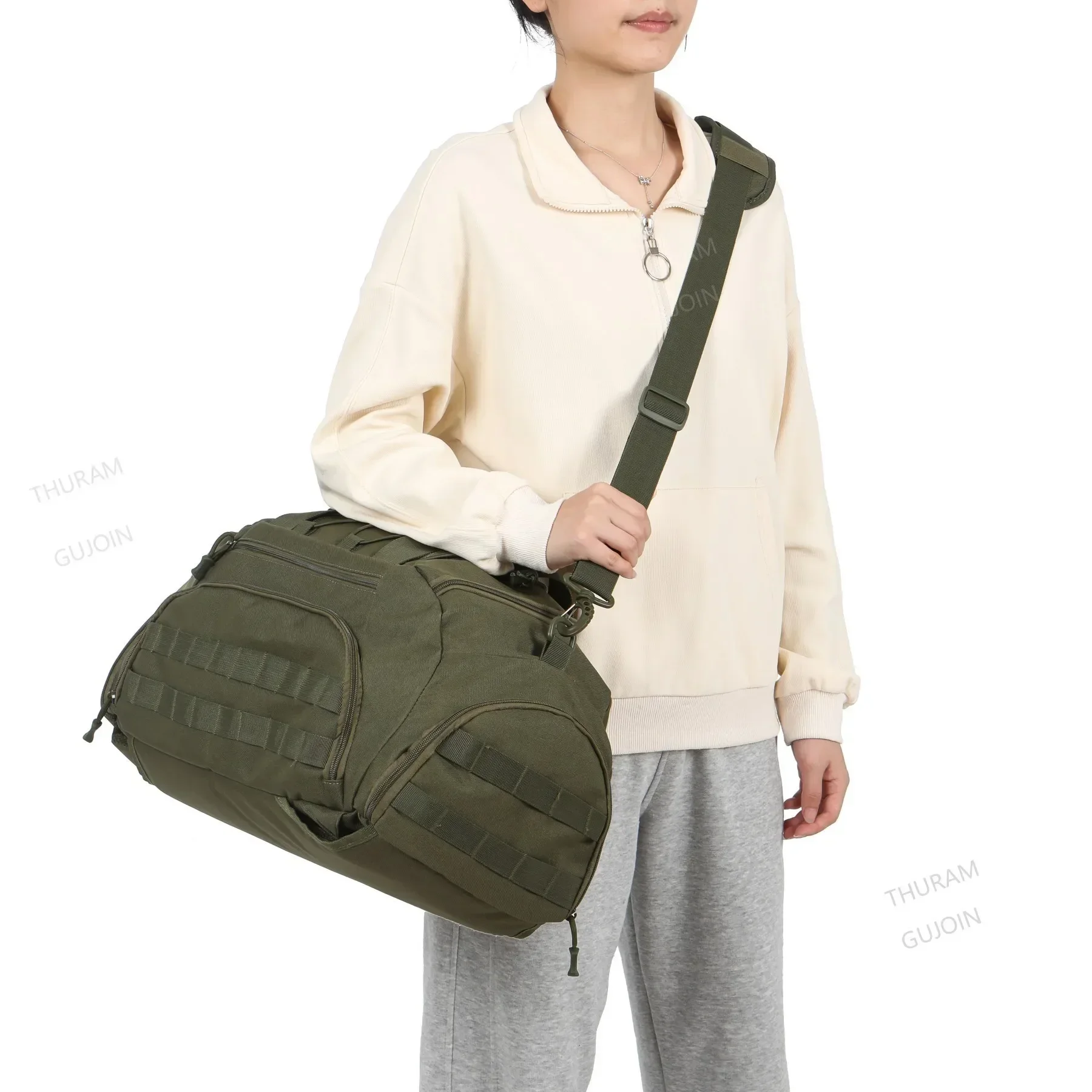3-in-1 Tactical Gym Backpack with Shoe Compartment Convertible Duffel Sling Bag for Men Women Weekender Overnight Travel Bag