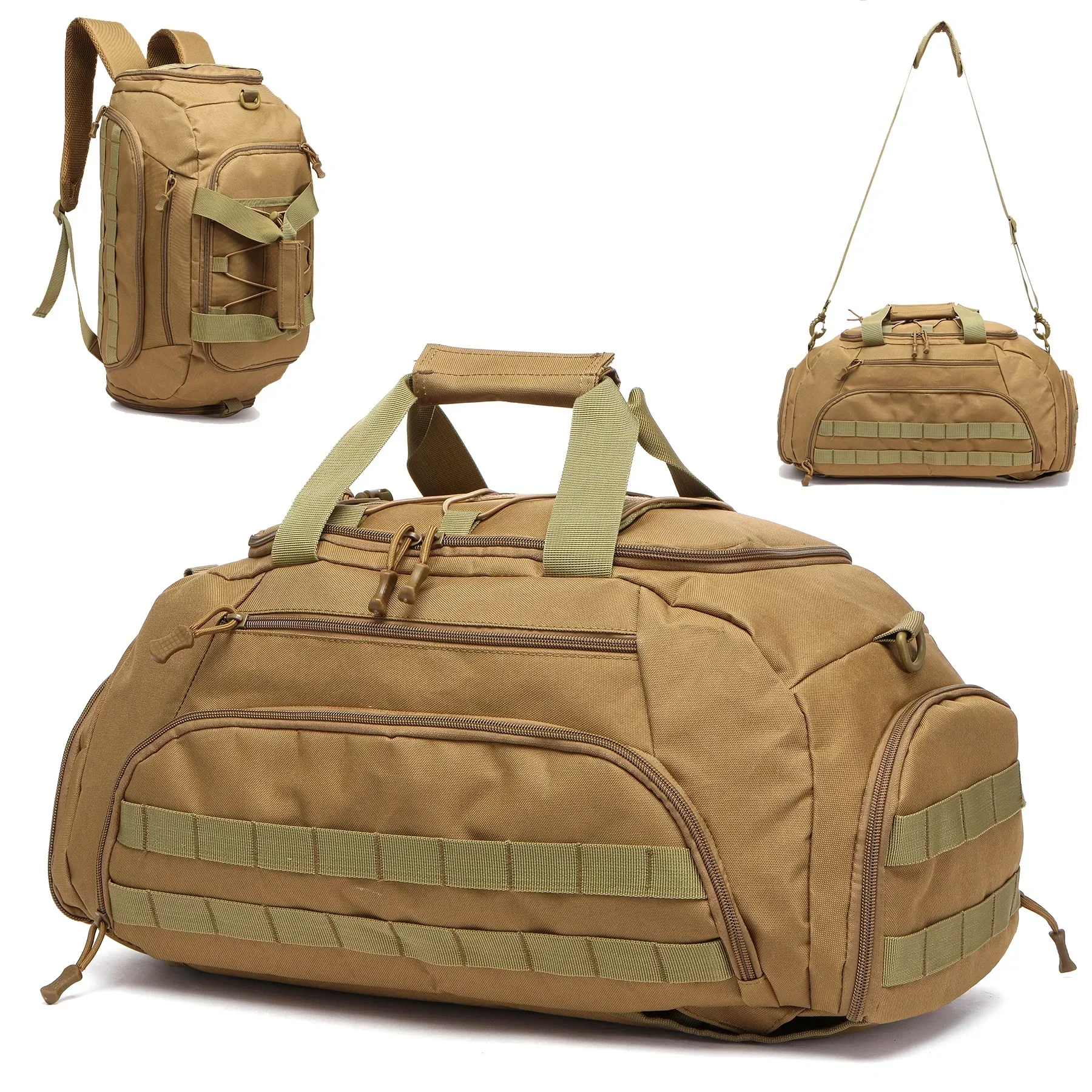 3-in-1 Tactical Gym Backpack with Shoe Compartment Convertible Duffel Sling Bag for Men Women Weekender Overnight Travel Bag