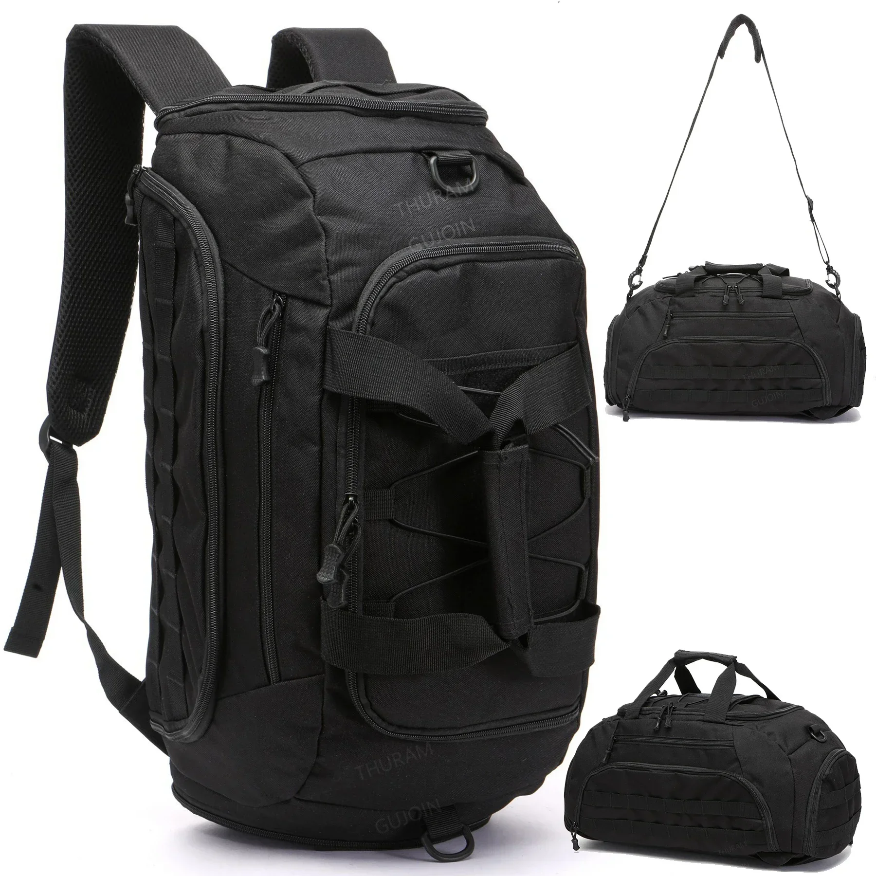 3-in-1 Tactical Gym Backpack with Shoe Compartment Convertible Duffel Sling Bag for Men Women Weekender Overnight Travel Bag