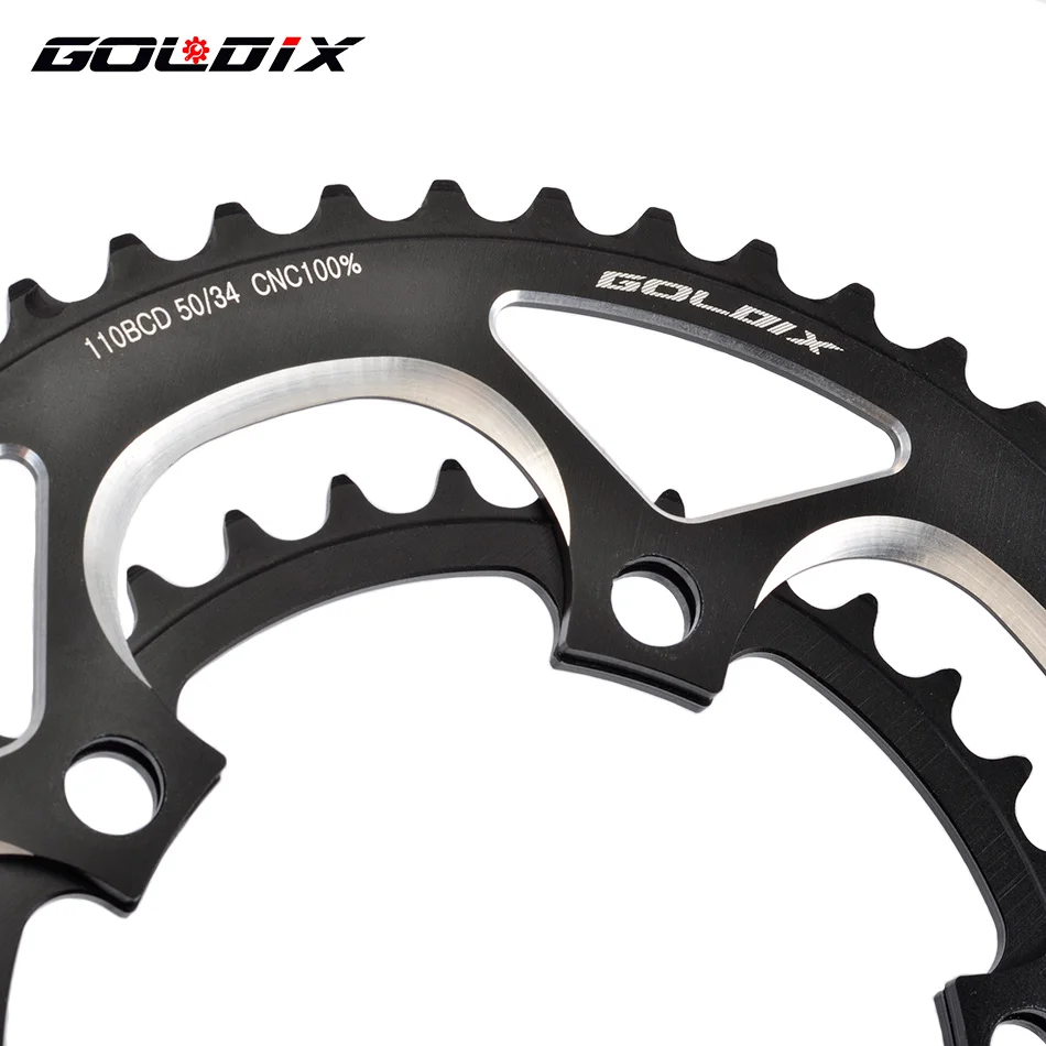 GOLDIX 50 34t chainring 110bcd 5 bolt For Sram FSA 9 10 11 speed 700C Road bike chainring 110 bcd double chainring crankset