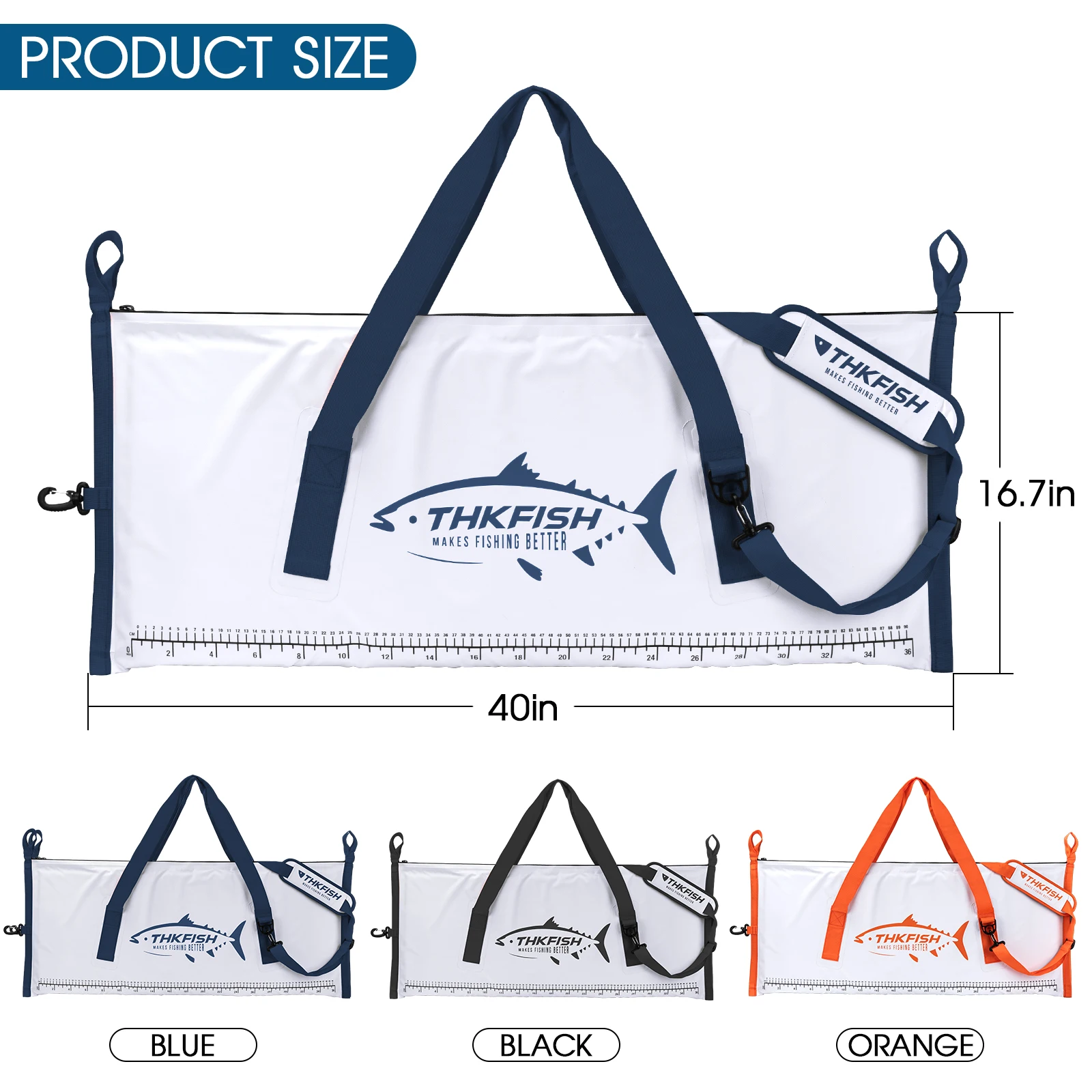 THKFISH 40in Insulated Fish Cooler Bag Large Capacity Leakproof Live Fish Fresh-keeping Bags Waterproof PVC Fishing Cold Bag