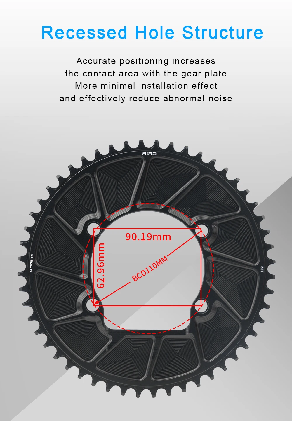 RIRO Road Bike Chainring for Shimano 105 R7000/8000/9100 110BCD bicycle chainring 46T 48T 50T 52T 54T 56T 58T Road Bicycle Crown