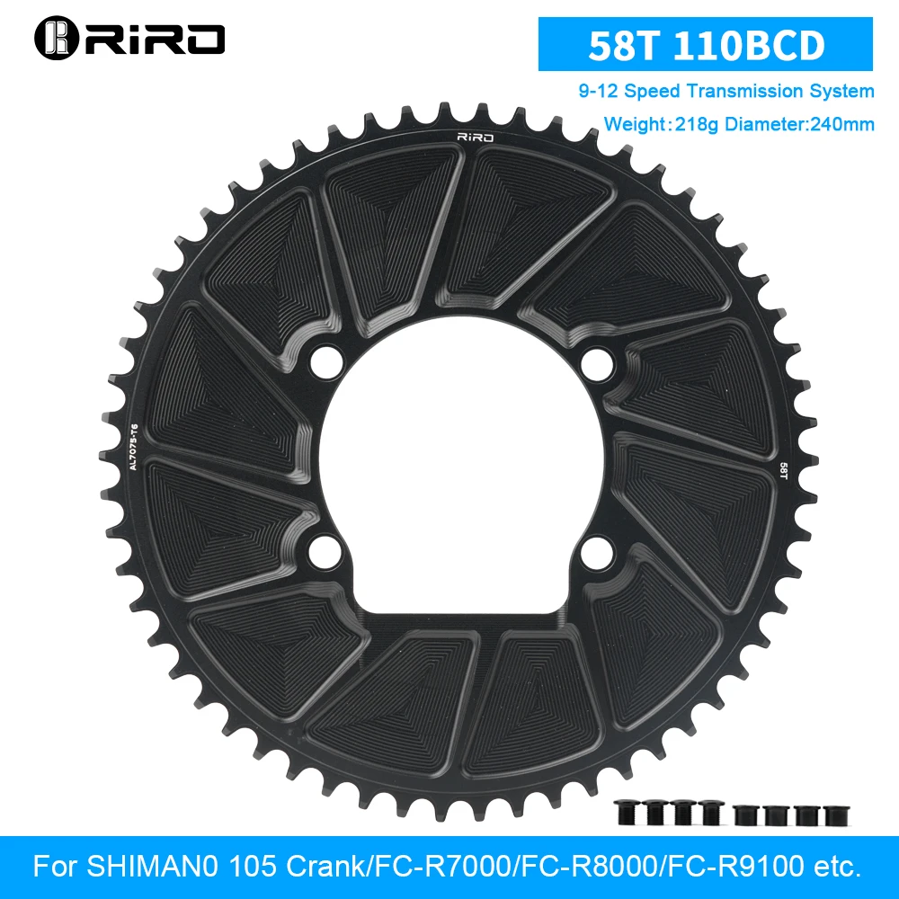 RIRO Road Bike Chainring for Shimano 105 R7000/8000/9100 110BCD bicycle chainring 46T 48T 50T 52T 54T 56T 58T Road Bicycle Crown