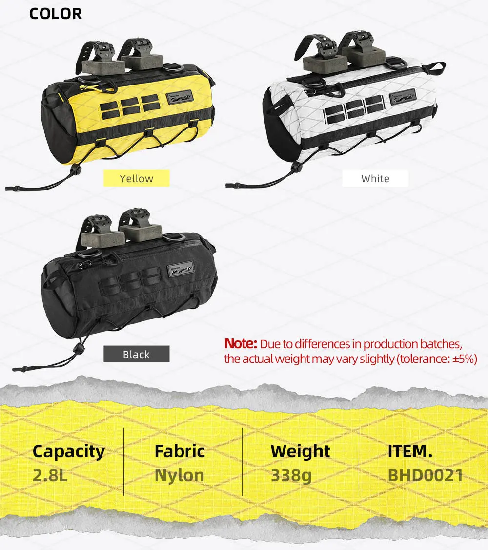 Rhinowalk Bike Handlebar Bag 2.8L Bicycle Front Bag  Wilderness Series EVA 3D Design Wear-Resistant Bike Bag with Straps