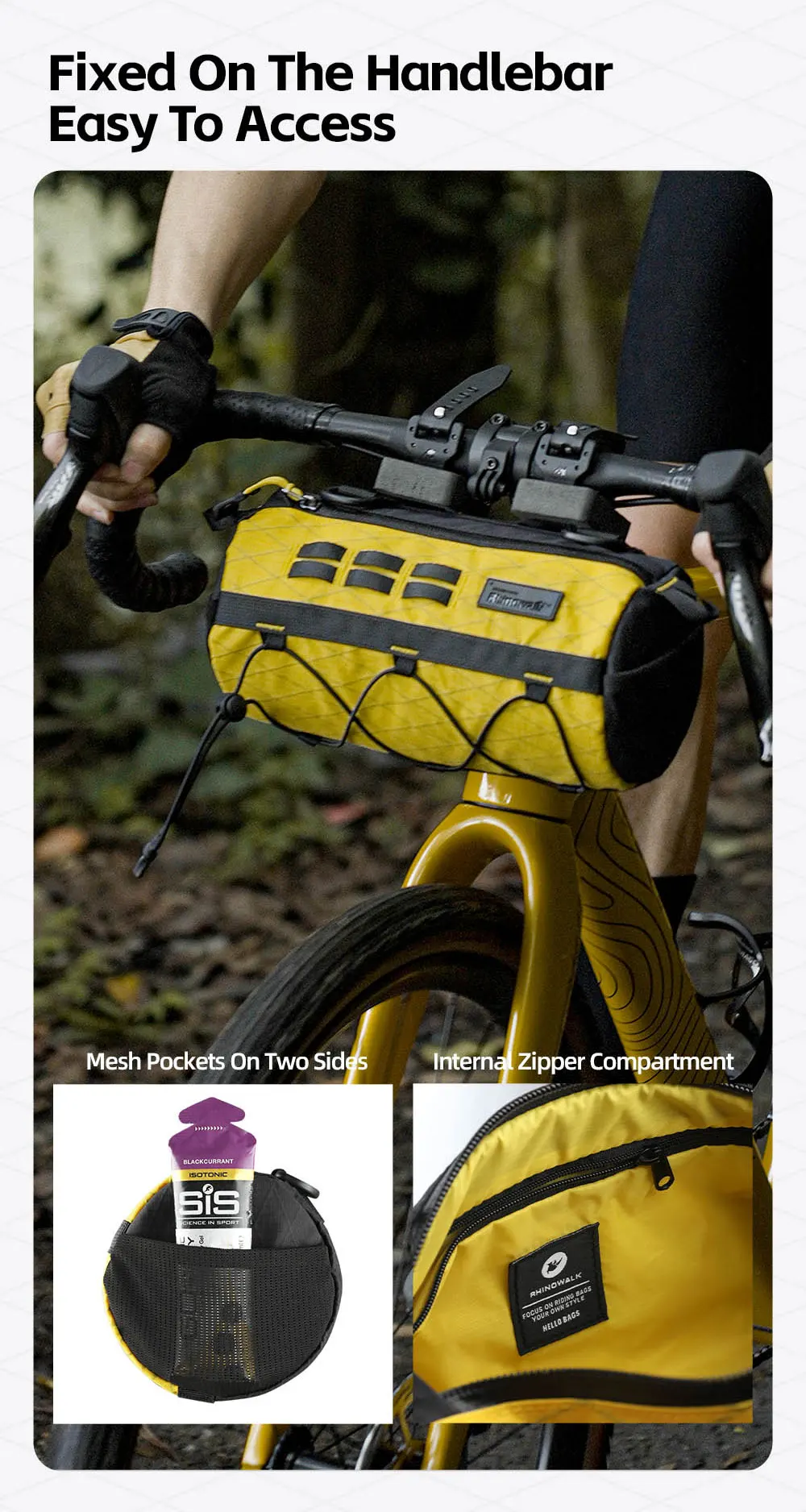 Rhinowalk Bike Handlebar Bag 2.8L Bicycle Front Bag  Wilderness Series EVA 3D Design Wear-Resistant Bike Bag with Straps