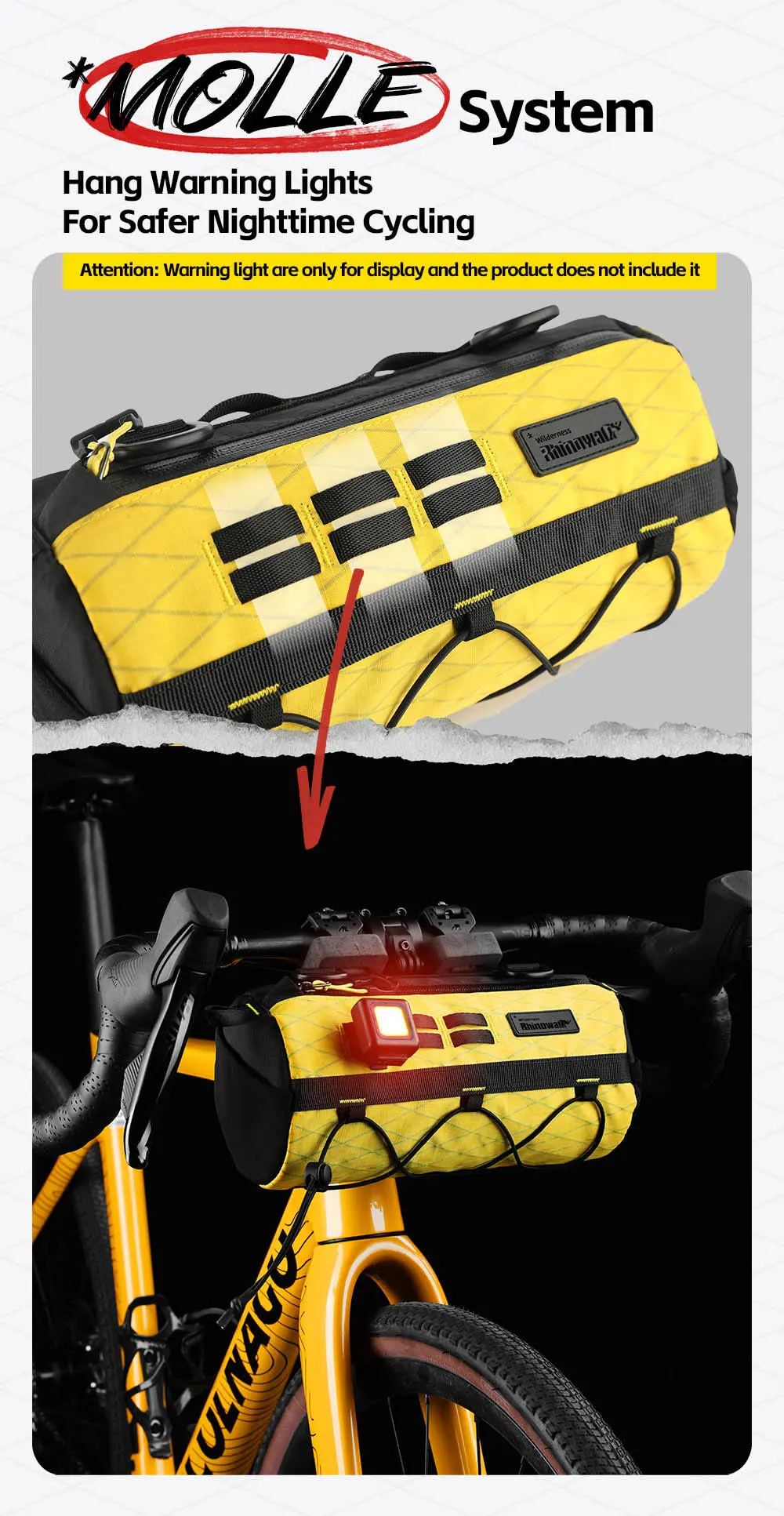 Rhinowalk Bike Handlebar Bag 2.8L Bicycle Front Bag  Wilderness Series EVA 3D Design Wear-Resistant Bike Bag with Straps