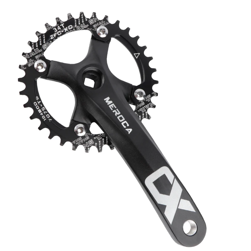 MEROCA Square taper crankset 104bcd Chainring 170mm MTB bicycle Square crank with 104 bcd Round narrow wide chainring