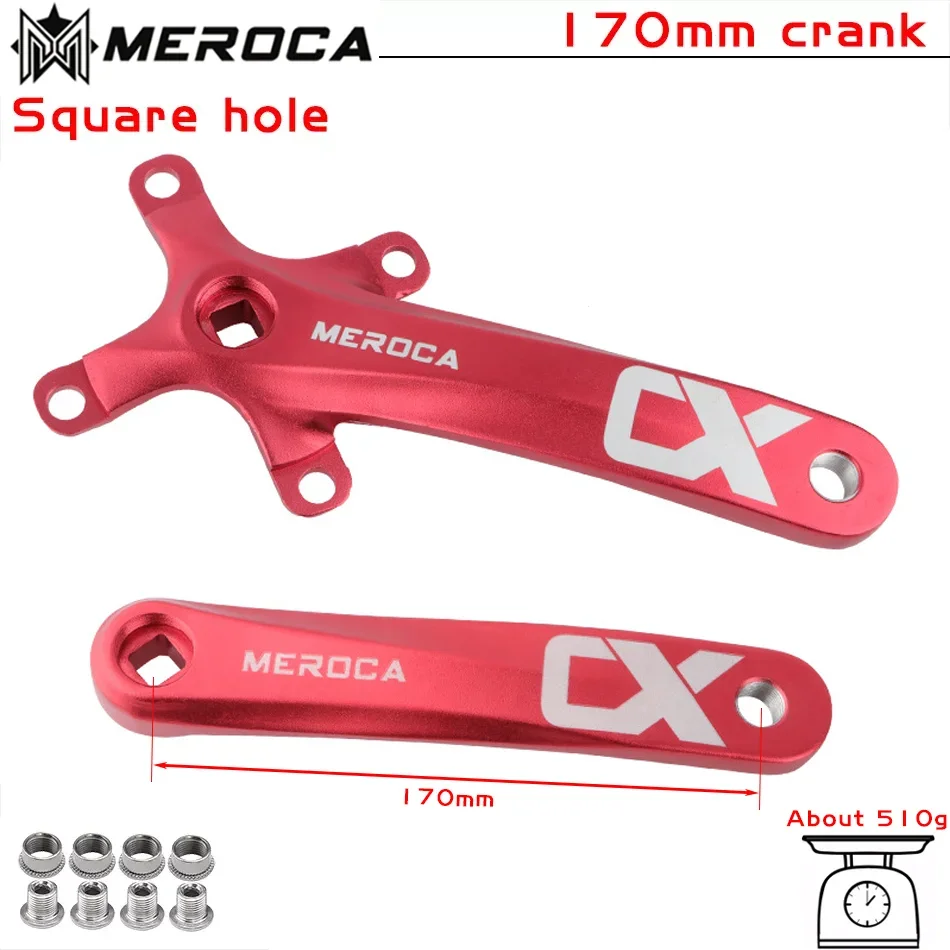 MEROCA Square taper crankset 104bcd Chainring 170mm MTB bicycle Square crank with 104 bcd Round narrow wide chainring