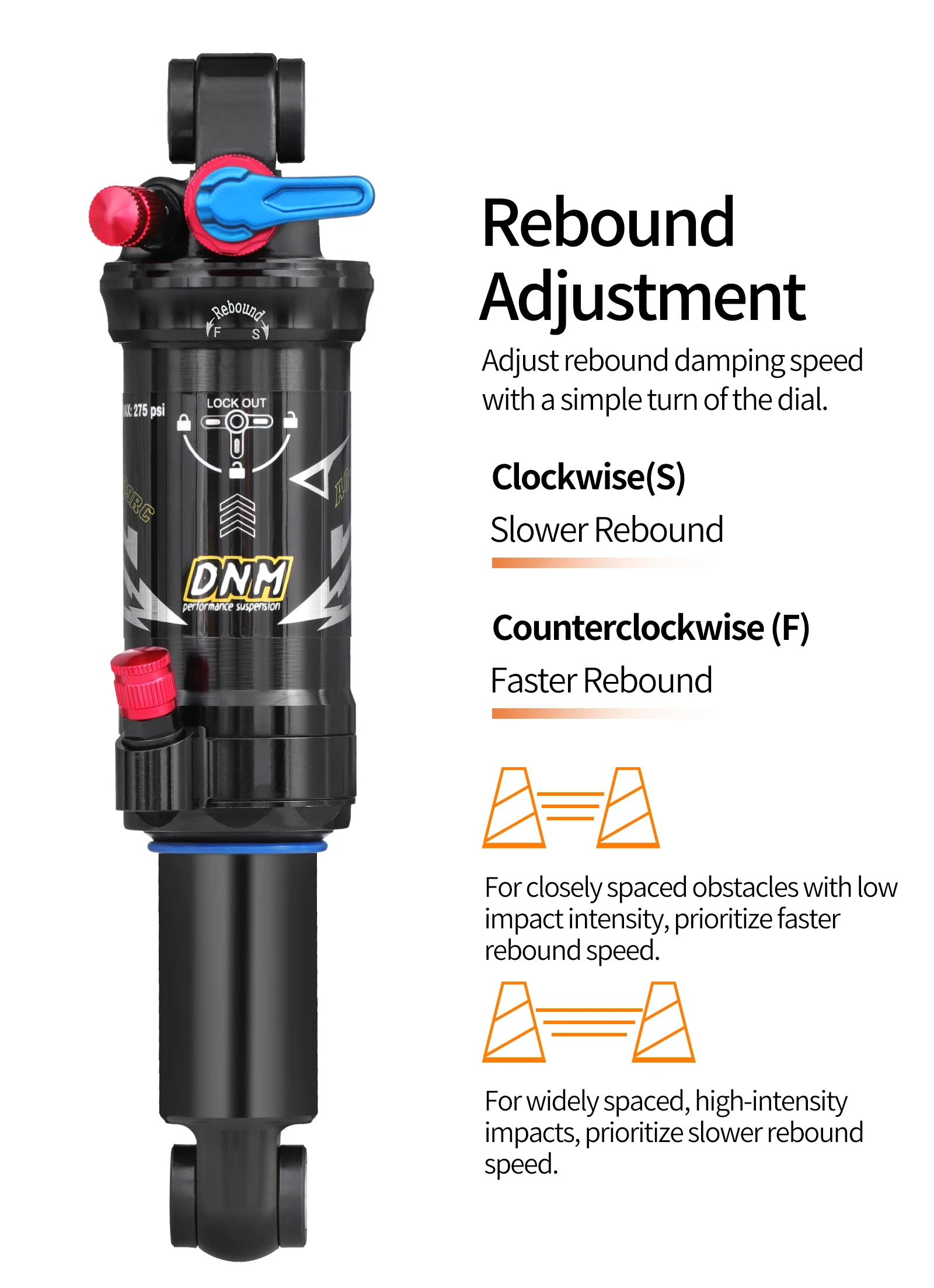 DNM AO39RC Air Shock Absorber 165/190/ 200mm With Damping Adjustment 3-stage Locking Double Chamber MTB Bicycle Shock Absorber