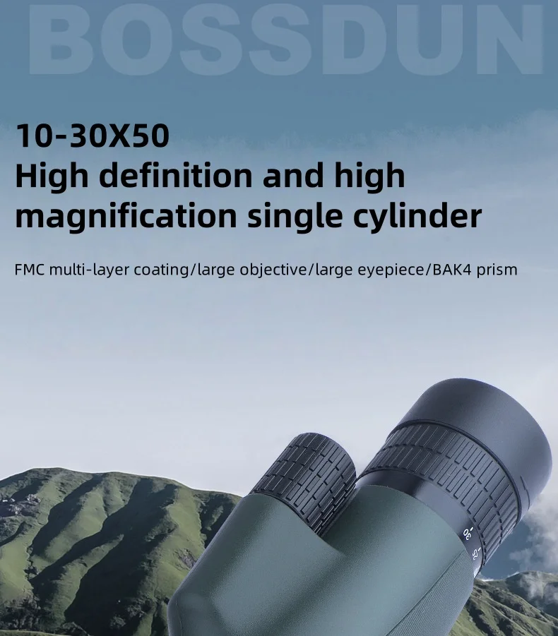 10-30x50 HD Zoom Monocular Telescope with Tripod & Phone Adapter - Powerful Long Range for Bird Watching, Hunting, Camping