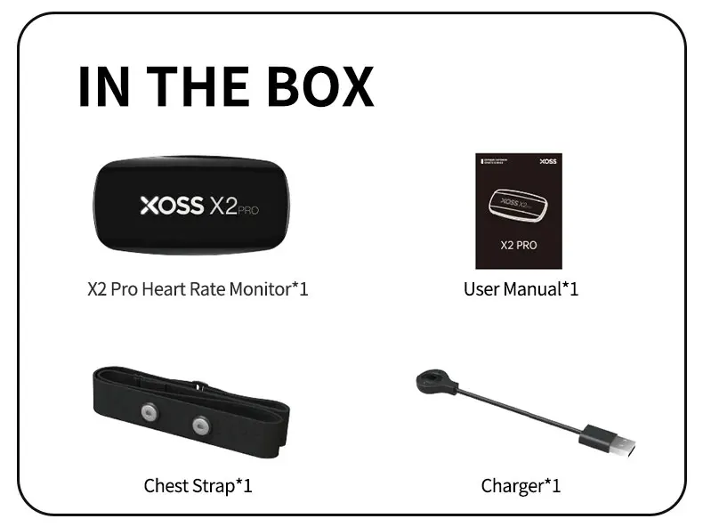 XOSS X2 Pro Heart Rate Monitor Sensor Rechargeable Battery Charger Stores Of Data For Swimming Sailboat Fitness Running Cycling