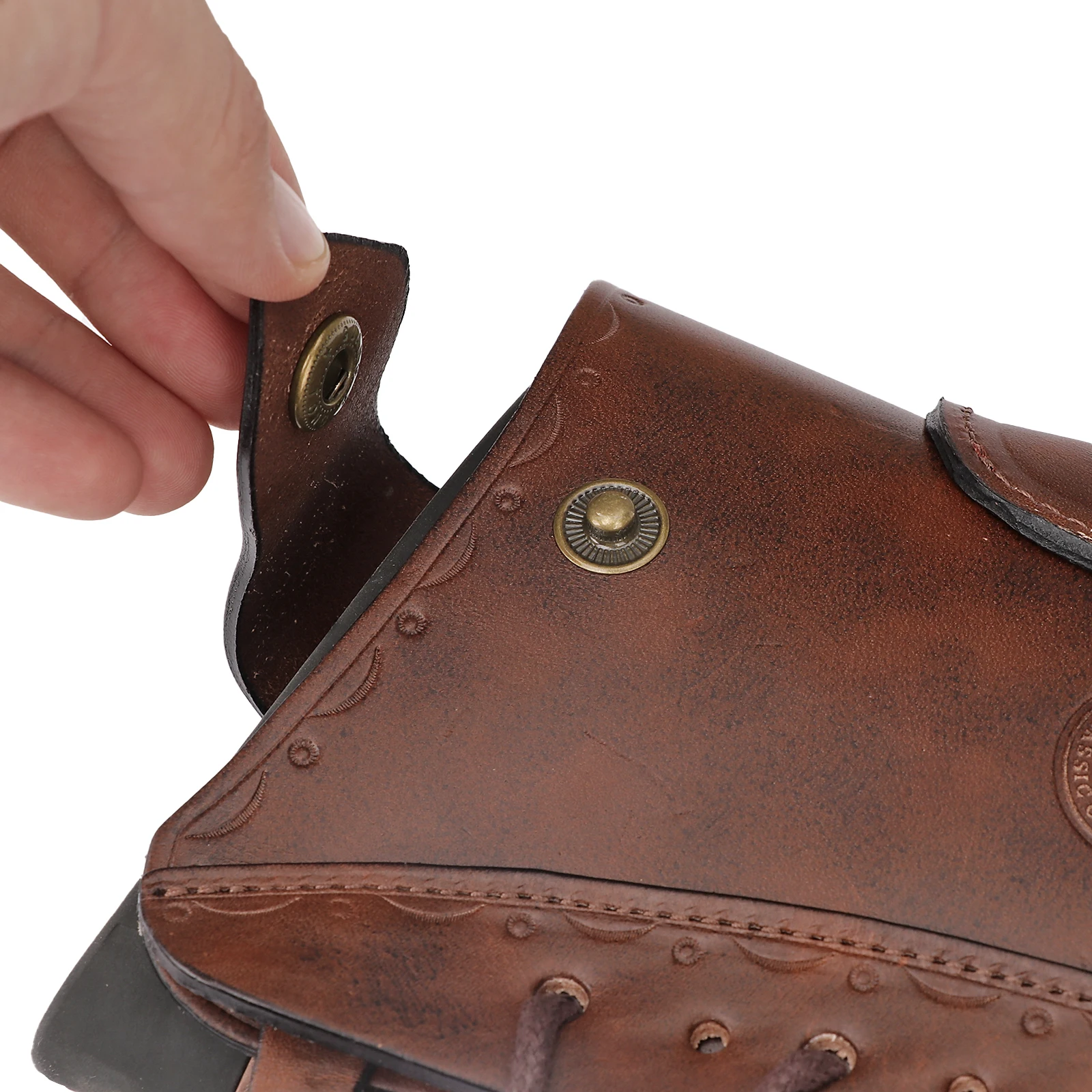 Tourbon Vintage Leather Gun Buttstock Cover Rifle Cheek Rest Riser Pad Rope Closure Adjustable Brown Hunting Accessories