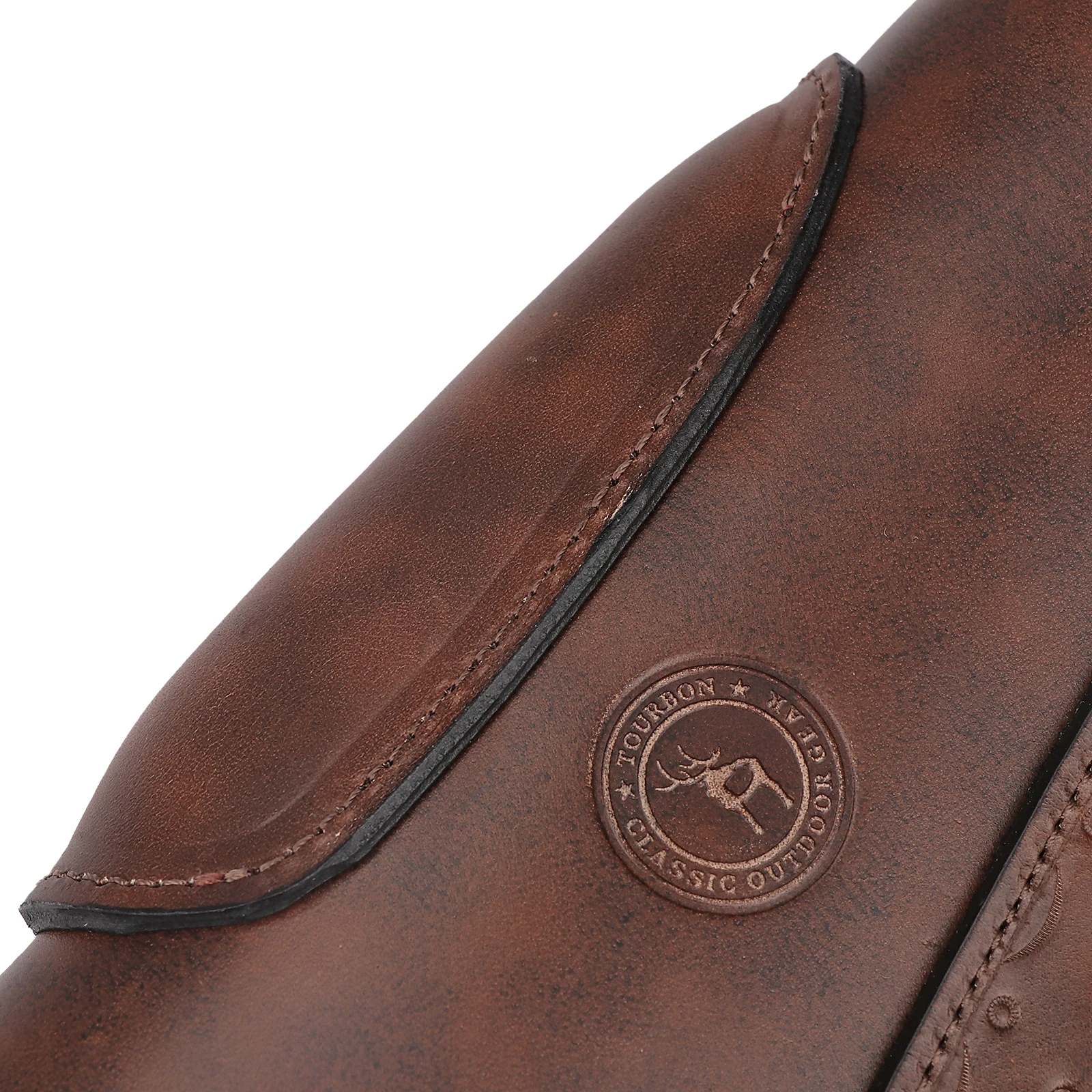 Tourbon Vintage Leather Gun Buttstock Cover Rifle Cheek Rest Riser Pad Rope Closure Adjustable Brown Hunting Accessories
