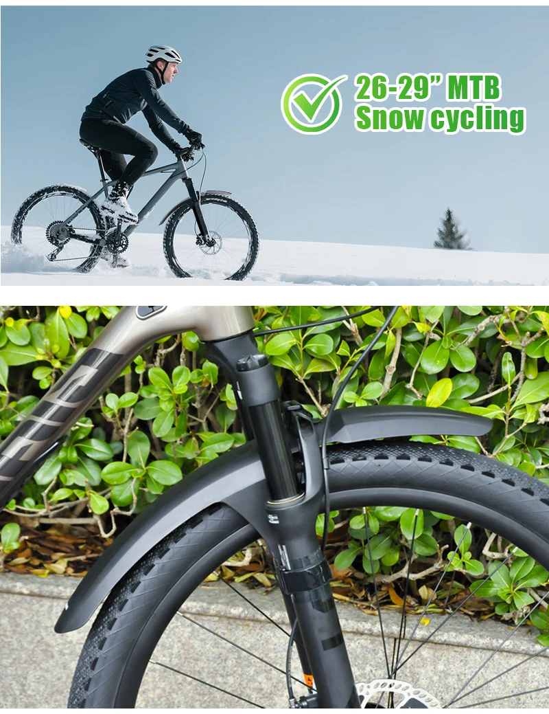 RBRL Bike Front Mudguard Full Coverage Bike Fender Compatible with 3' Tire Splash-proof Bicycle Fender for MTB Electric Cycling