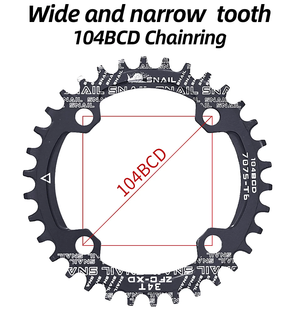GOLDIX Square Hole Bicycle Crankset 104BCD Single Chainring Forging Aluminum Alloy Crank 170mm Length Black 32/34/36/38/40/42T