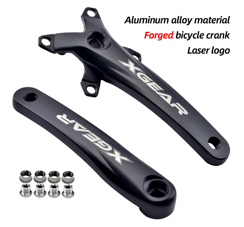 GOLDIX Square Hole Bicycle Crankset 104BCD Single Chainring Forging Aluminum Alloy Crank 170mm Length Black 32/34/36/38/40/42T