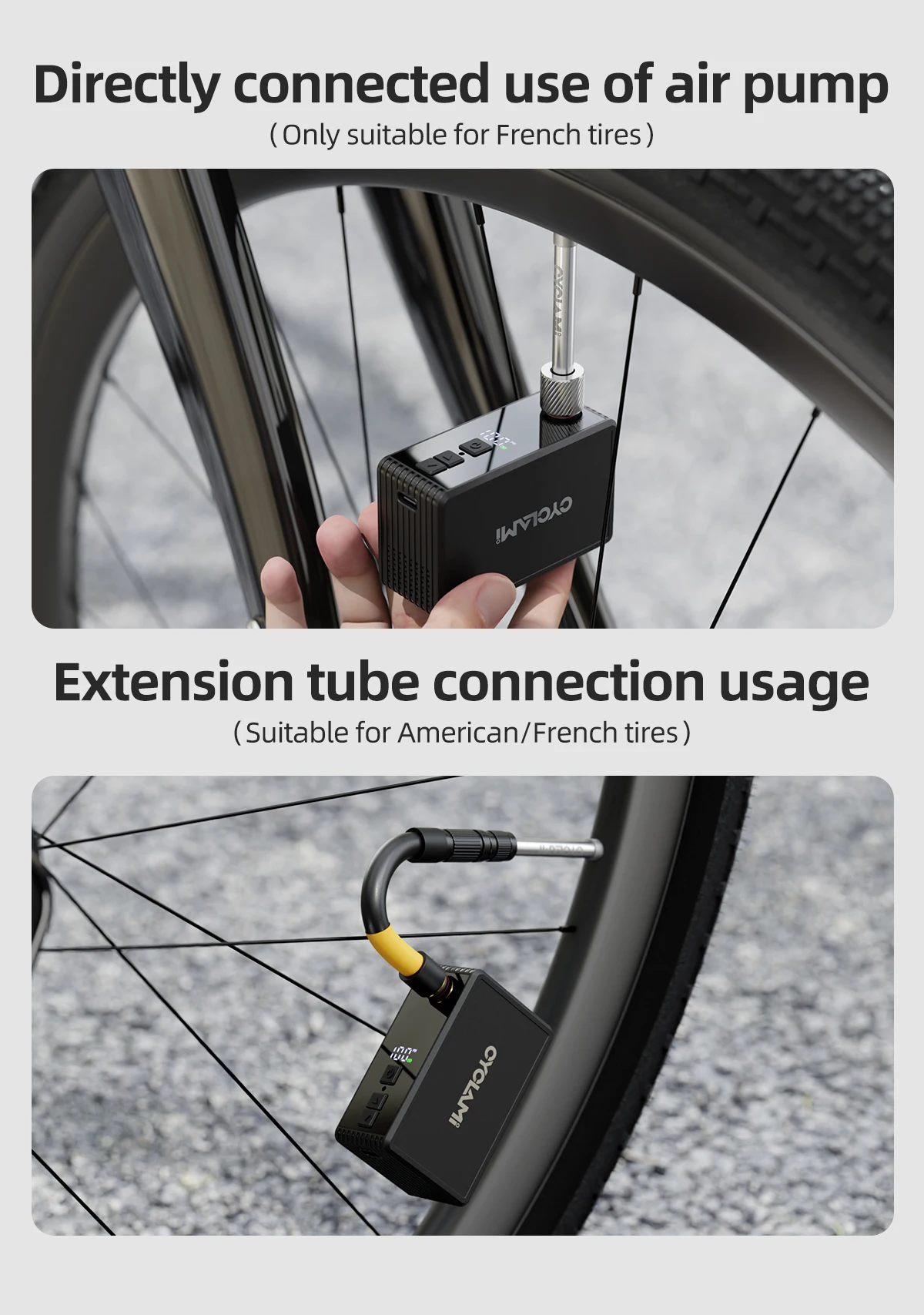 CYCLAMI AM6 Pro Mini Electric Automatic Air Pump Portable Digital Inflator MTB Road Bike Schrader Presta Tires 150PSI 800mAh