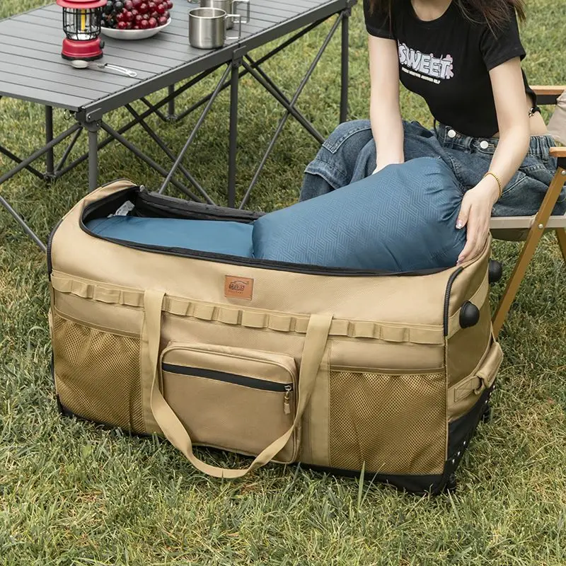130L Outdoor Large-Capacity Trolley Backpack Thickened Storage Bag with Wheels Complete Set for Picnic and Camping Gear