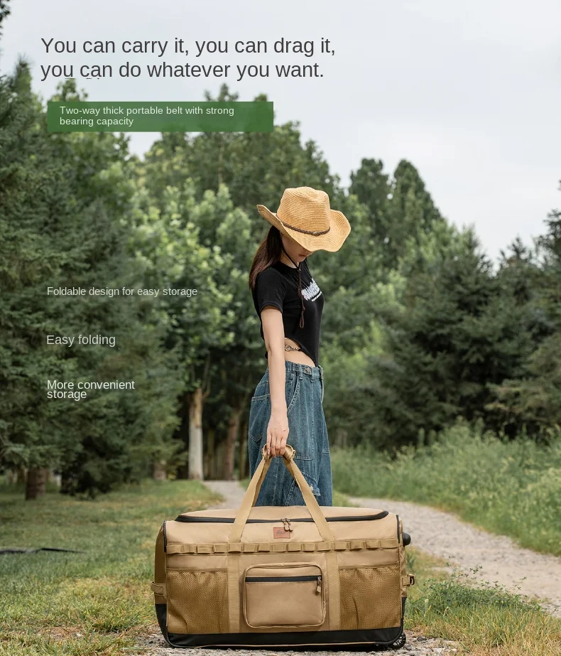 130L Outdoor Large-Capacity Trolley Backpack Thickened Storage Bag with Wheels Complete Set for Picnic and Camping Gear