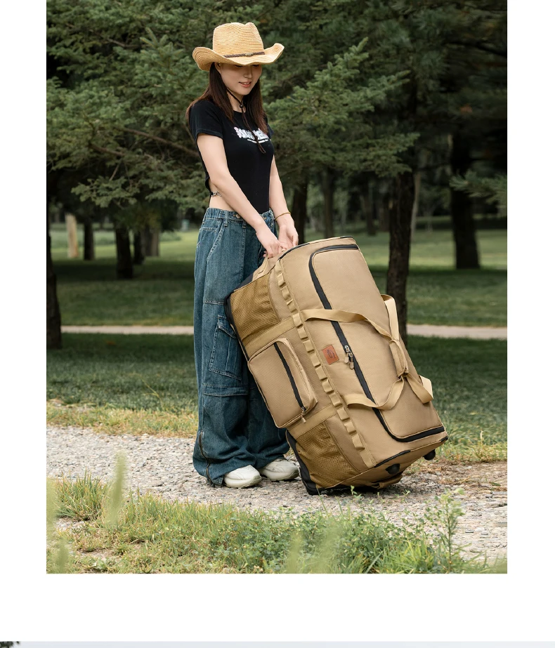 130L Outdoor Large-Capacity Trolley Backpack Thickened Storage Bag with Wheels Complete Set for Picnic and Camping Gear