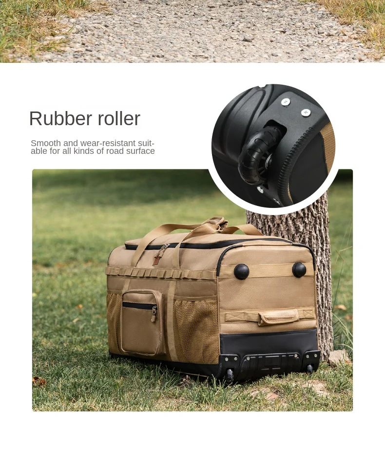 130L Outdoor Large-Capacity Trolley Backpack Thickened Storage Bag with Wheels Complete Set for Picnic and Camping Gear