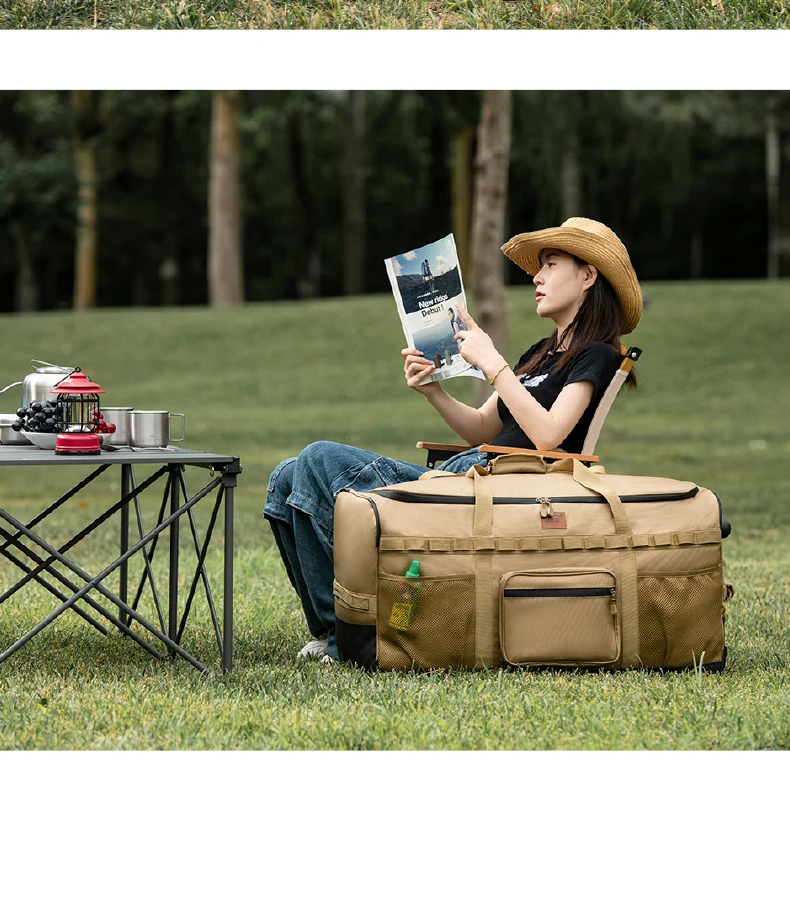130L Outdoor Large-Capacity Trolley Backpack Thickened Storage Bag with Wheels Complete Set for Picnic and Camping Gear