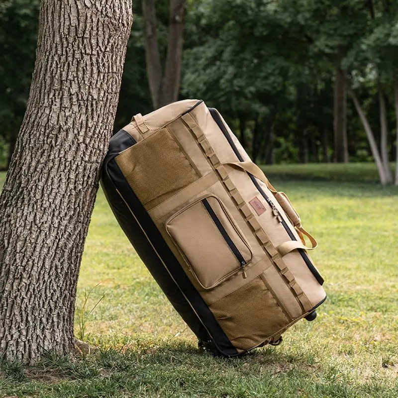 130L Outdoor Large-Capacity Trolley Backpack Thickened Storage Bag with Wheels Complete Set for Picnic and Camping Gear