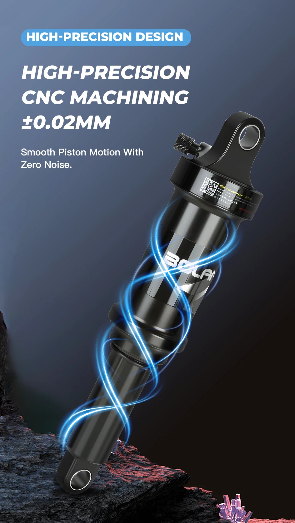 BOLANY MTB Rear Shock Damping Air Shock 165/190/210/230mm Air Adjustable Rear Suspension for Downhill Full Suspension Bicycle