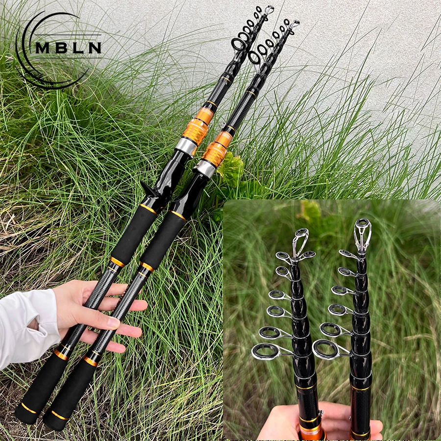 Carbon Telescopic Fishing Rod, 1.8-3.6M Ultra-Light Hard Lure Rod. Portable Short Section Sea Casting Rod, Fishing Gear.