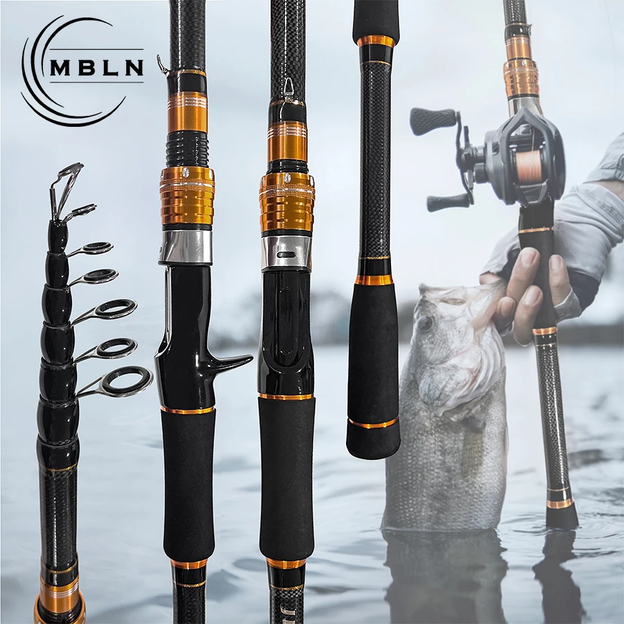Carbon Telescopic Fishing Rod, 1.8-3.6M Ultra-Light Hard Lure Rod. Portable Short Section Sea Casting Rod, Fishing Gear.