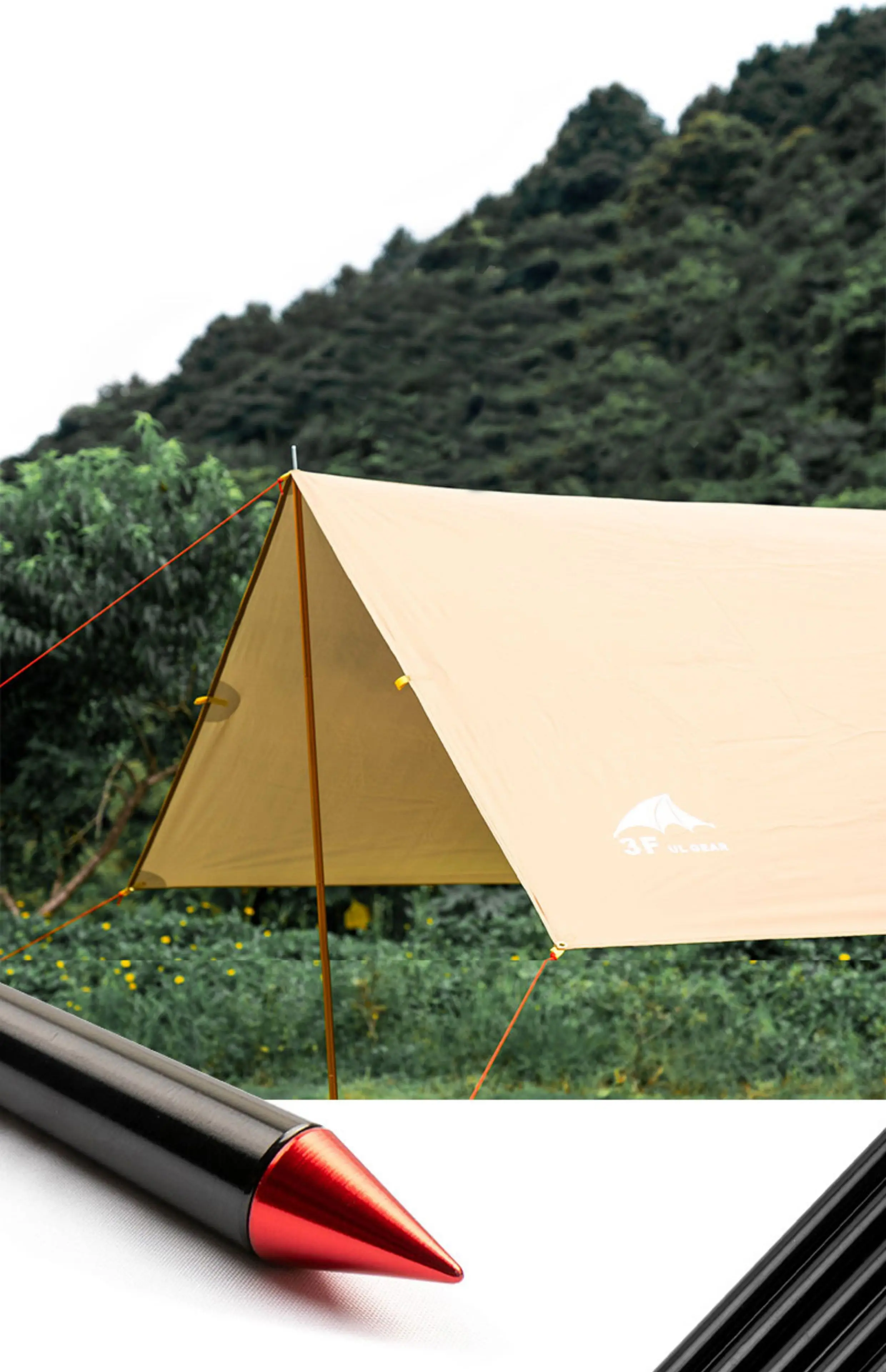 Telescopic Tent Poles Set of 2 Universal Adjustable Aluminium Camping Awning Poles Sun Sail Shelter Rods Tarp Tent Accessories