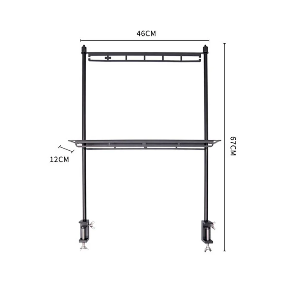 TARKA Camping Shelf Lantern Stand, Tableware Tools Hanging Rack, Multifunctional IGT Tabletop Storage Rack Light Holder