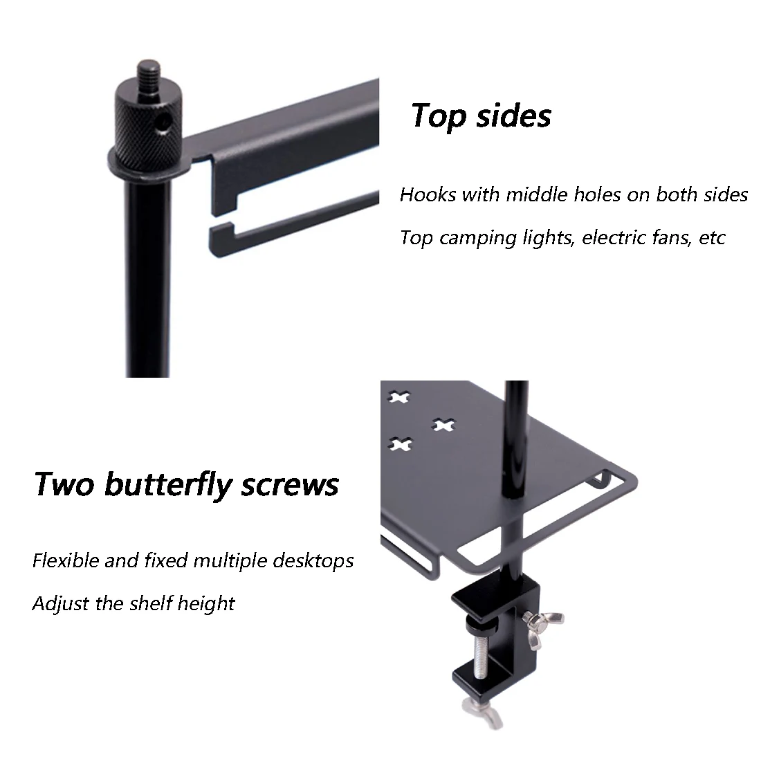 TARKA Camping Shelf Lantern Stand, Tableware Tools Hanging Rack, Multifunctional IGT Tabletop Storage Rack Light Holder