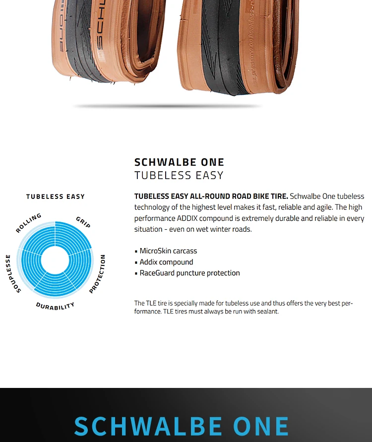 Schwalbe ONE 700x25C 28C Road Bike 700C Tubeless Folding Tire Brown Edge Puncture-resistant Bicycle Tire 