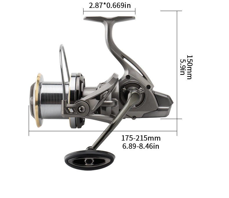 Huidiao Heavy-Duty Fishing Reel NGK-II 25KG/55LB Powerful Drag Zero Play 6+1 Shielded BB Spinning Reel for Big Game Fishing