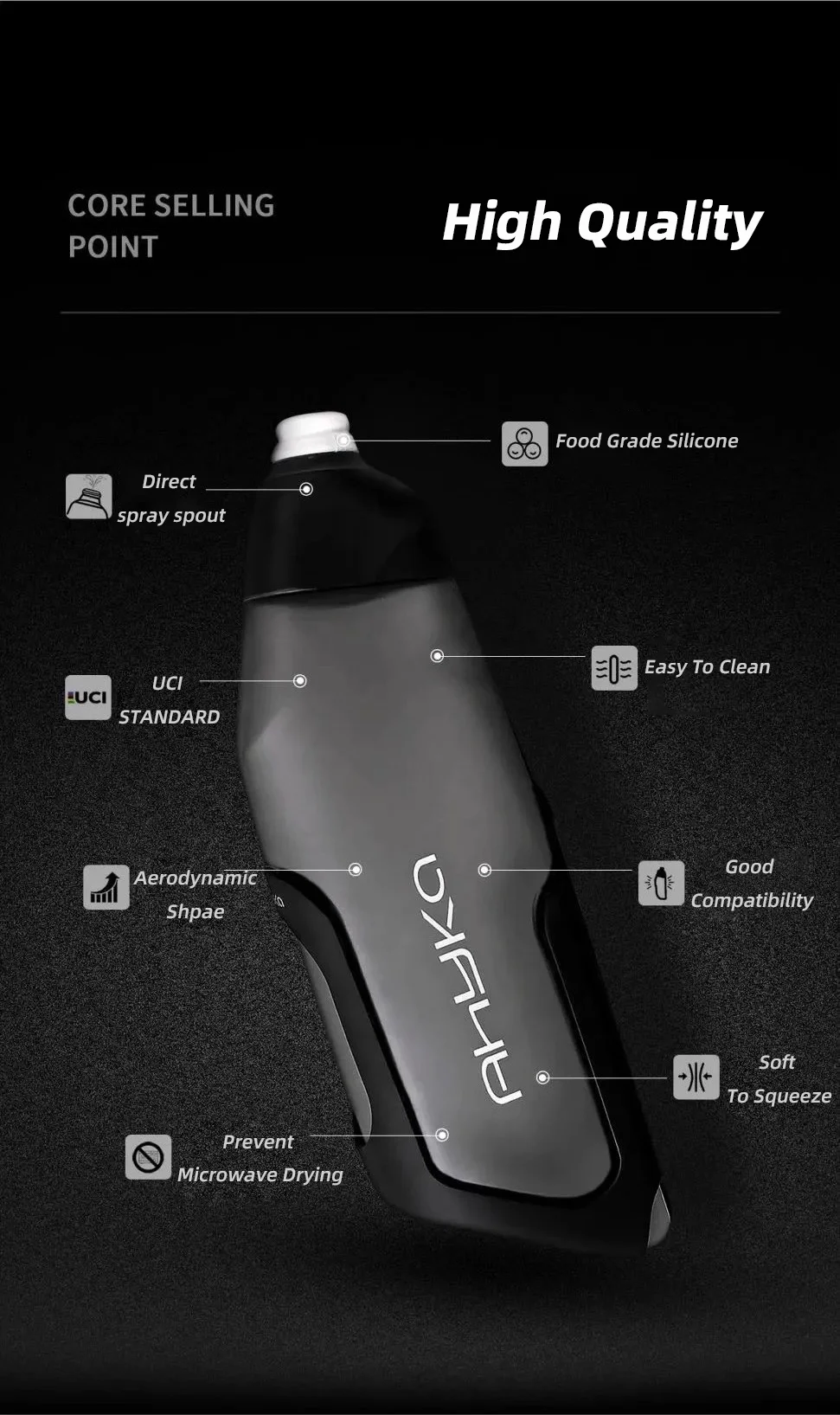 AhyKa Aerodynamic Water Bottle Set 600ml Big Capacity Food Grade PP5 Bottle With Ultralight Carbon Bottle Cage Bike Accessories
