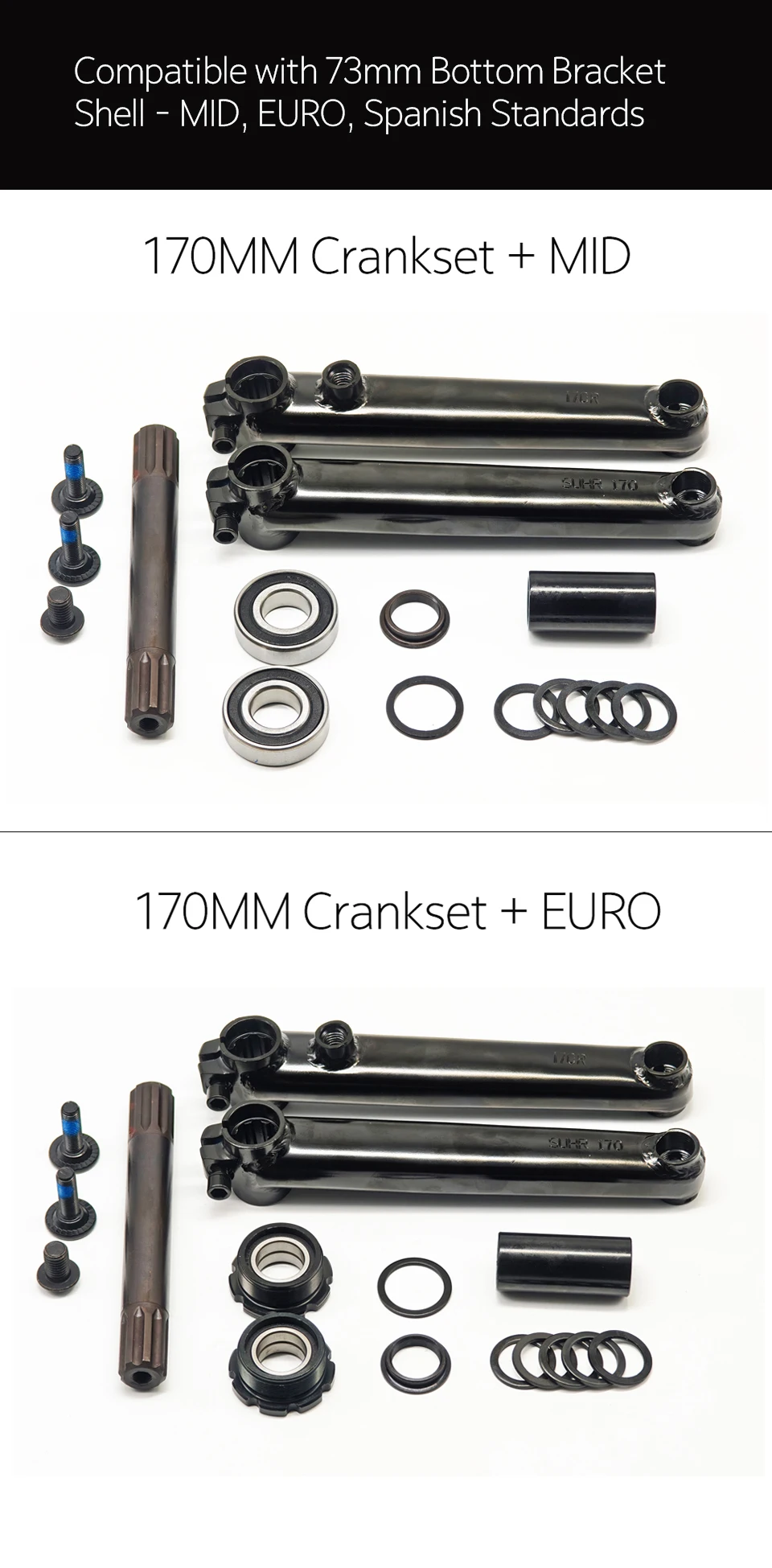 BMX Freestyle Bike 8T Crankset - 8T*19mm Crank with MID/EURO/Spanish/American BB Kit