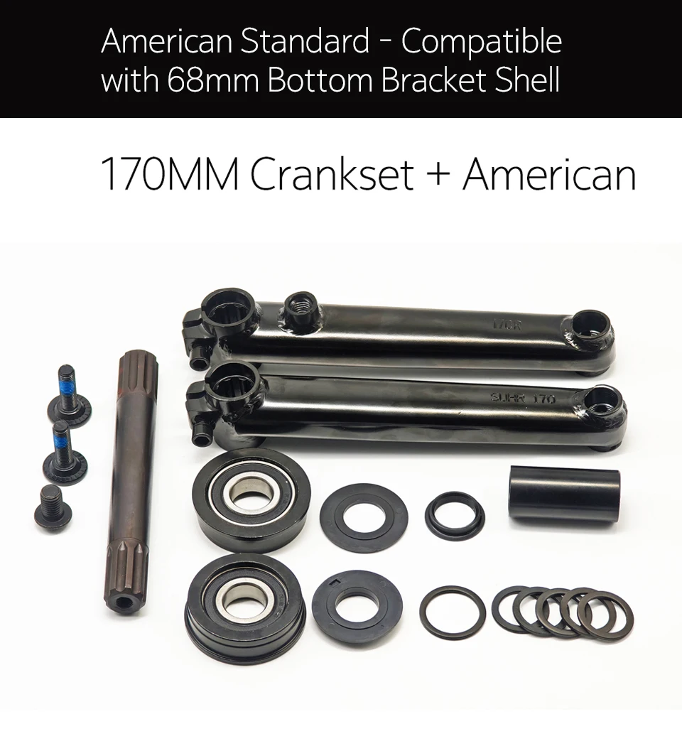 BMX Freestyle Bike 8T Crankset - 8T*19mm Crank with MID/EURO/Spanish/American BB Kit