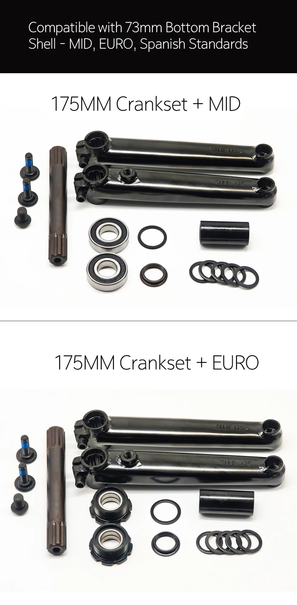 BMX Freestyle Bike 8T Crankset - 8T*19mm Crank with MID/EURO/Spanish/American BB Kit