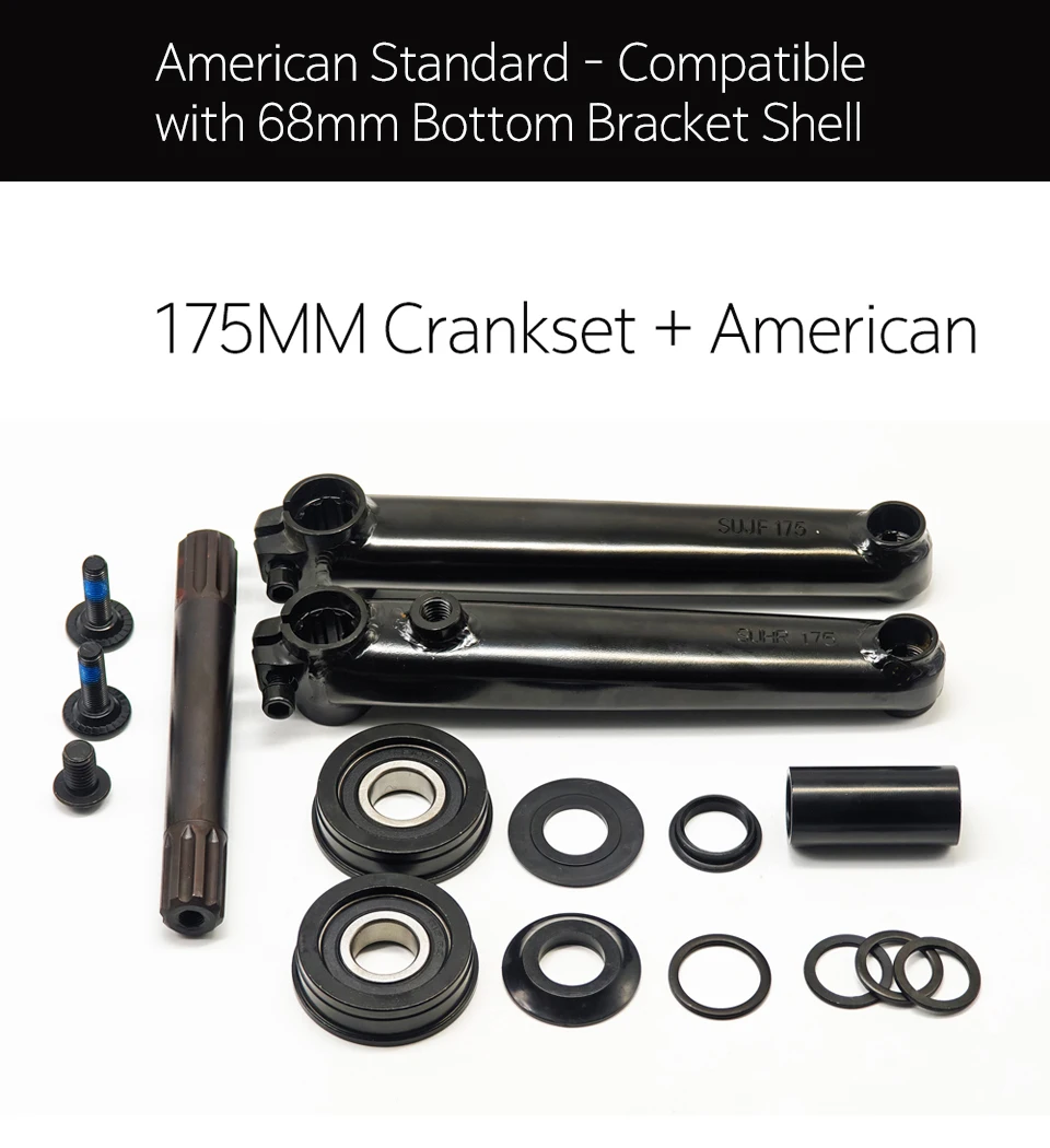 BMX Freestyle Bike 8T Crankset - 8T*19mm Crank with MID/EURO/Spanish/American BB Kit