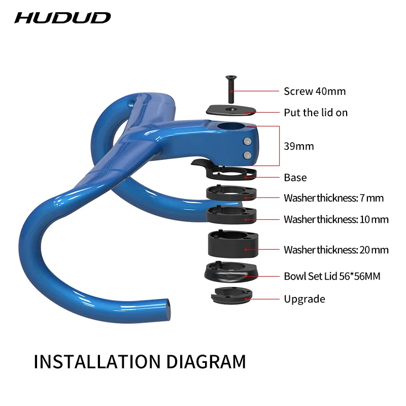 HUDUD Arc Road Bike Full Carbon Fiber Ultra-Light T800 Aerodynamic Internal Cable Routing Integrated Handlebar 360g