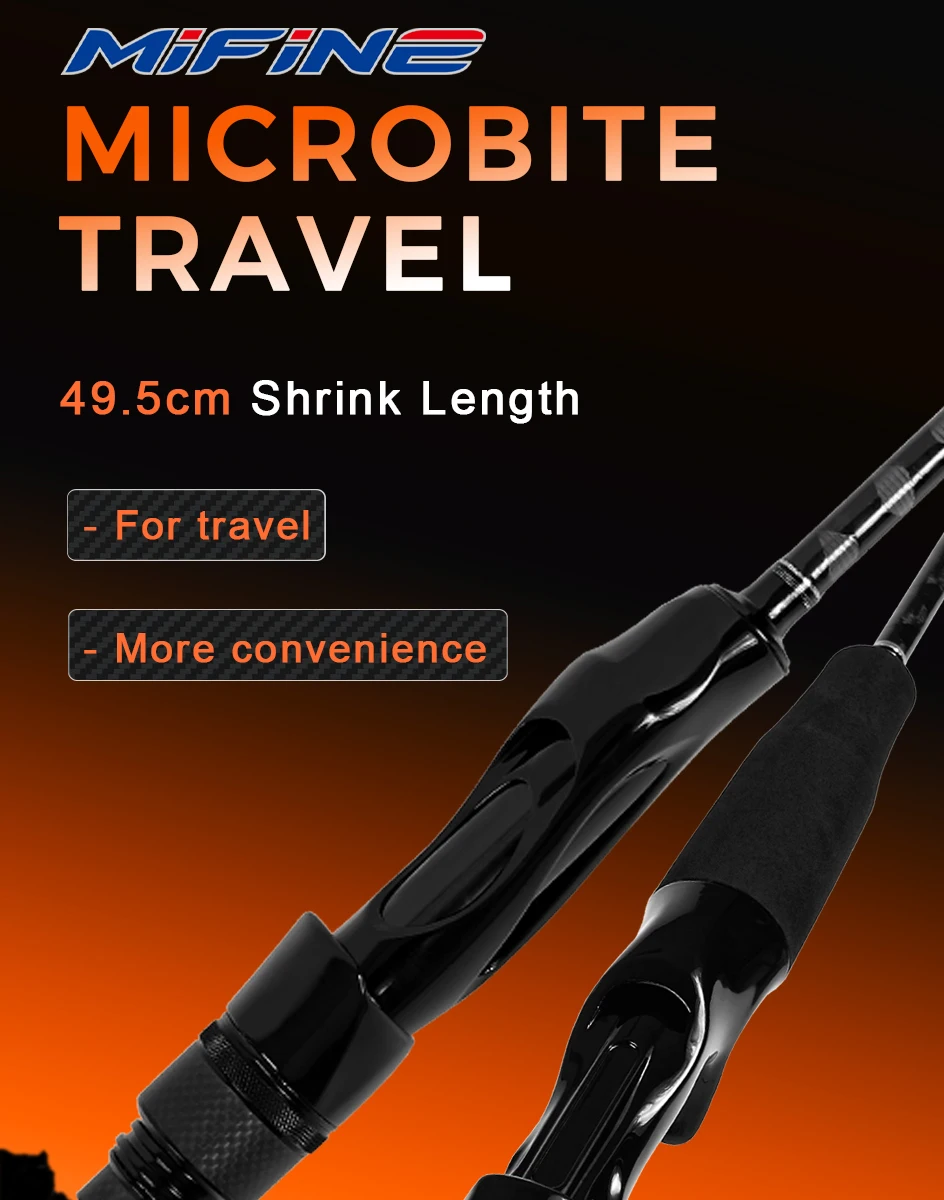Mifine MICROBITE TRAVEL Spinning Casting Rods 40+46T Carbon Fiber Lure Weight 1-8g/1.5-10g 2.1M/2.2M Fast Portable Fishing Pole