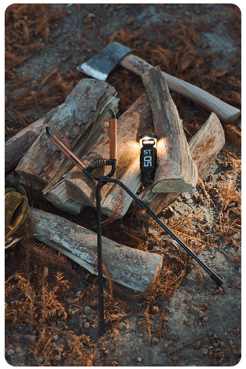Shine Trip Barbecue Clip Lightweight Portable Carbon Steel Picnic Anti-Scalding Thick Fire Tongs for Outdoor Cooking