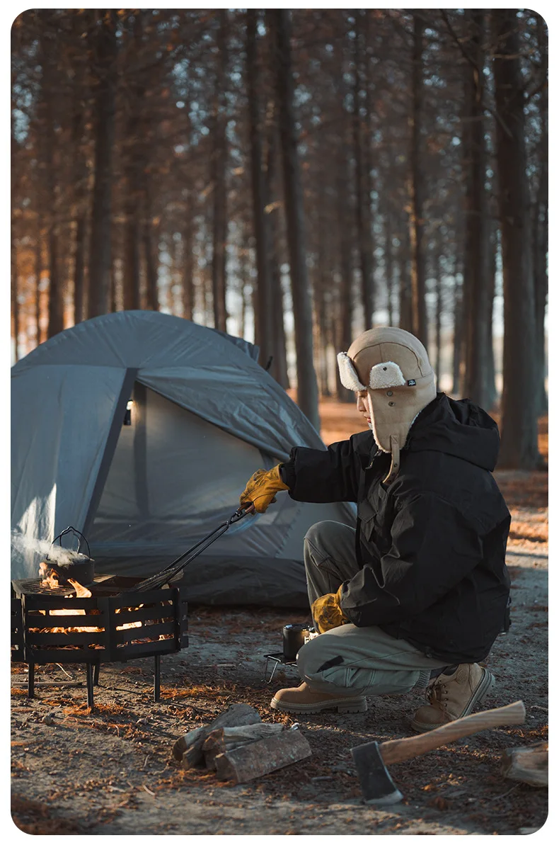 Shine Trip Barbecue Clip Lightweight Portable Carbon Steel Picnic Anti-Scalding Thick Fire Tongs for Outdoor Cooking