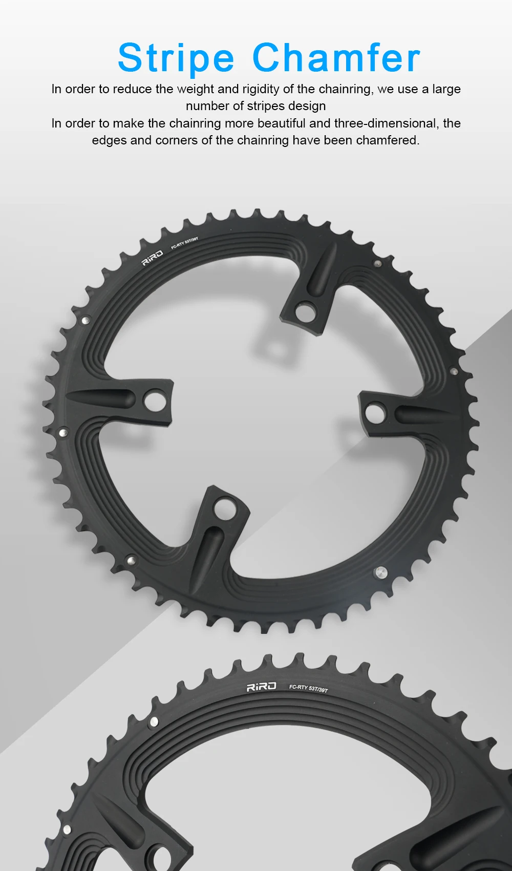 RIRO 4-Bolts 110BCD Aluminum Alloy Chainring for Shimano 105 R7000/Restore R8000/Dura-Ace R9100 50-34T 52-36T 53-39T Bike Parts