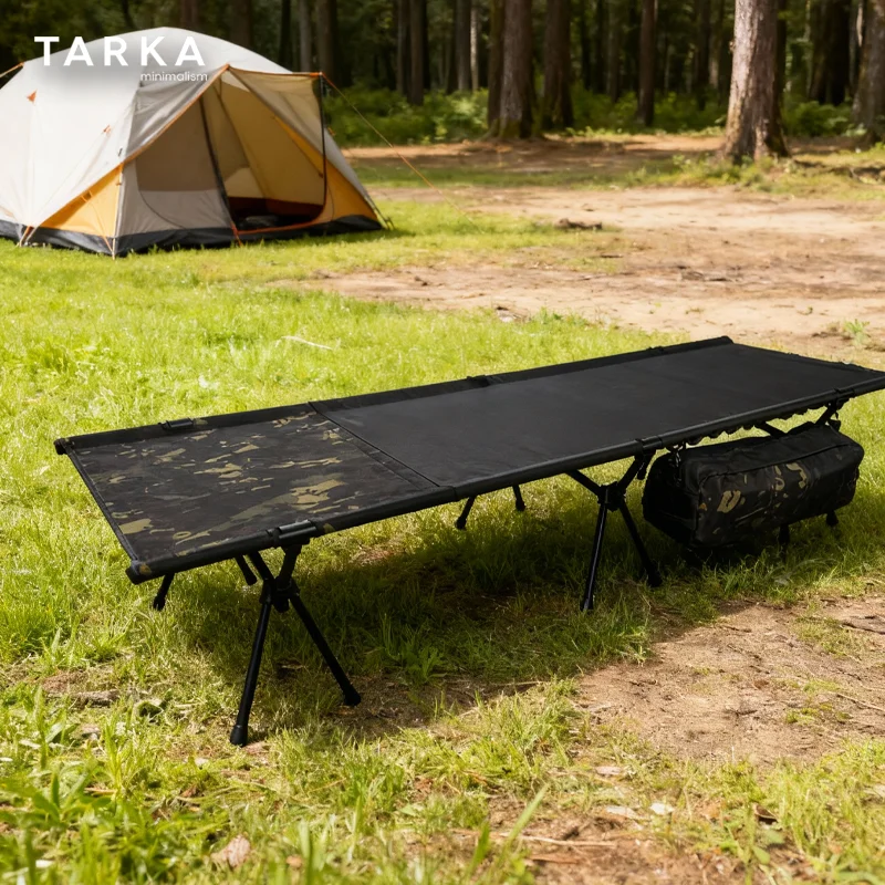 TARKA Folding Camping Cot Portable Outdoor Bed 150kg Capacity, 600D Oxford Fabric Aviation-Grade Aluminum Alloy for Picnic BBQ