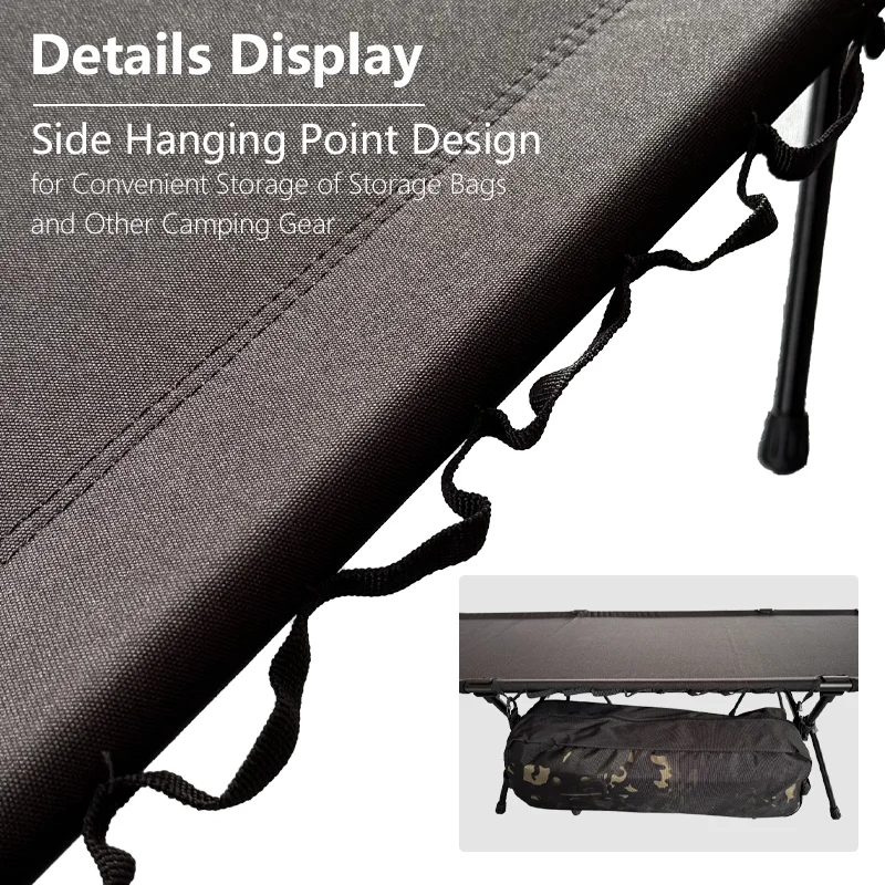 TARKA Folding Camping Cot Portable Outdoor Bed 150kg Capacity, 600D Oxford Fabric Aviation-Grade Aluminum Alloy for Picnic BBQ